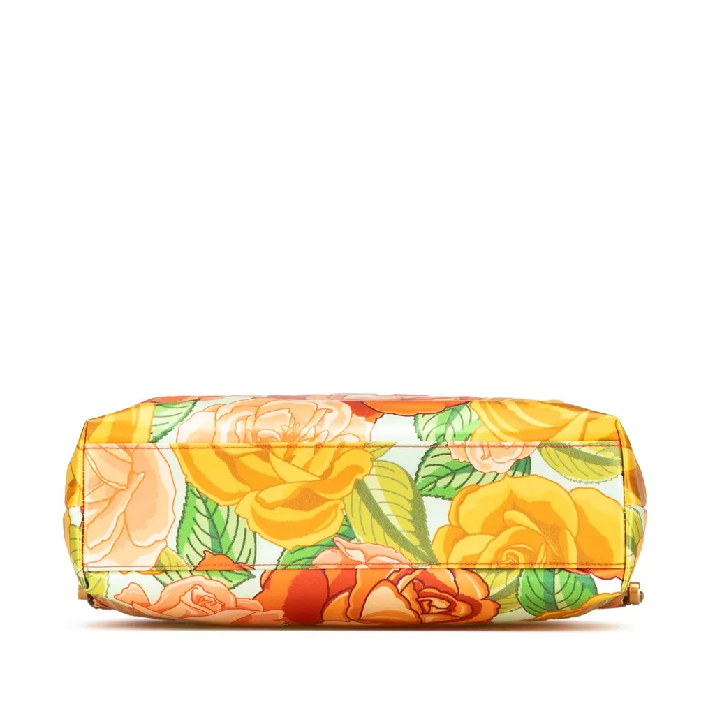 Saint Laurent Medium Silk Floral Print Sac Charniere Bag Yellow Silk Good - Inside View