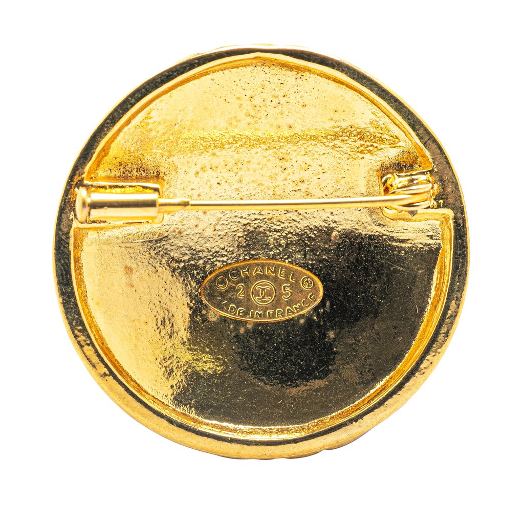 Chanel Gold Plated CC Quilted Brooch - 2