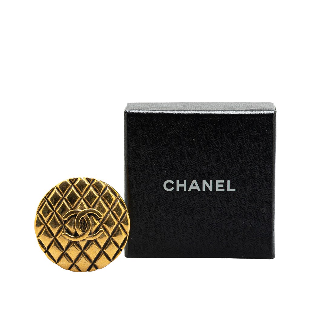Chanel Gold Plated CC Quilted Brooch - 4