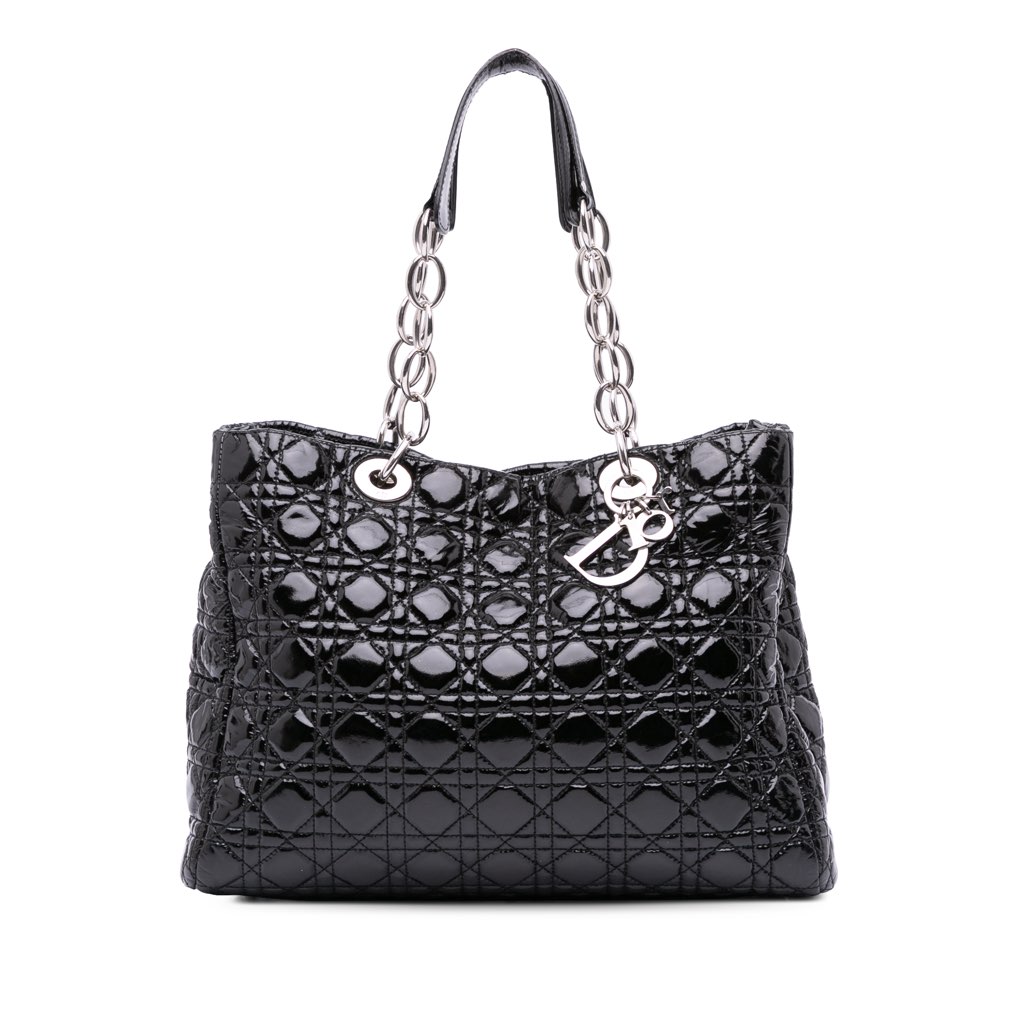 Dior Large Patent Cannage Lady Dior Soft Shopping Tote