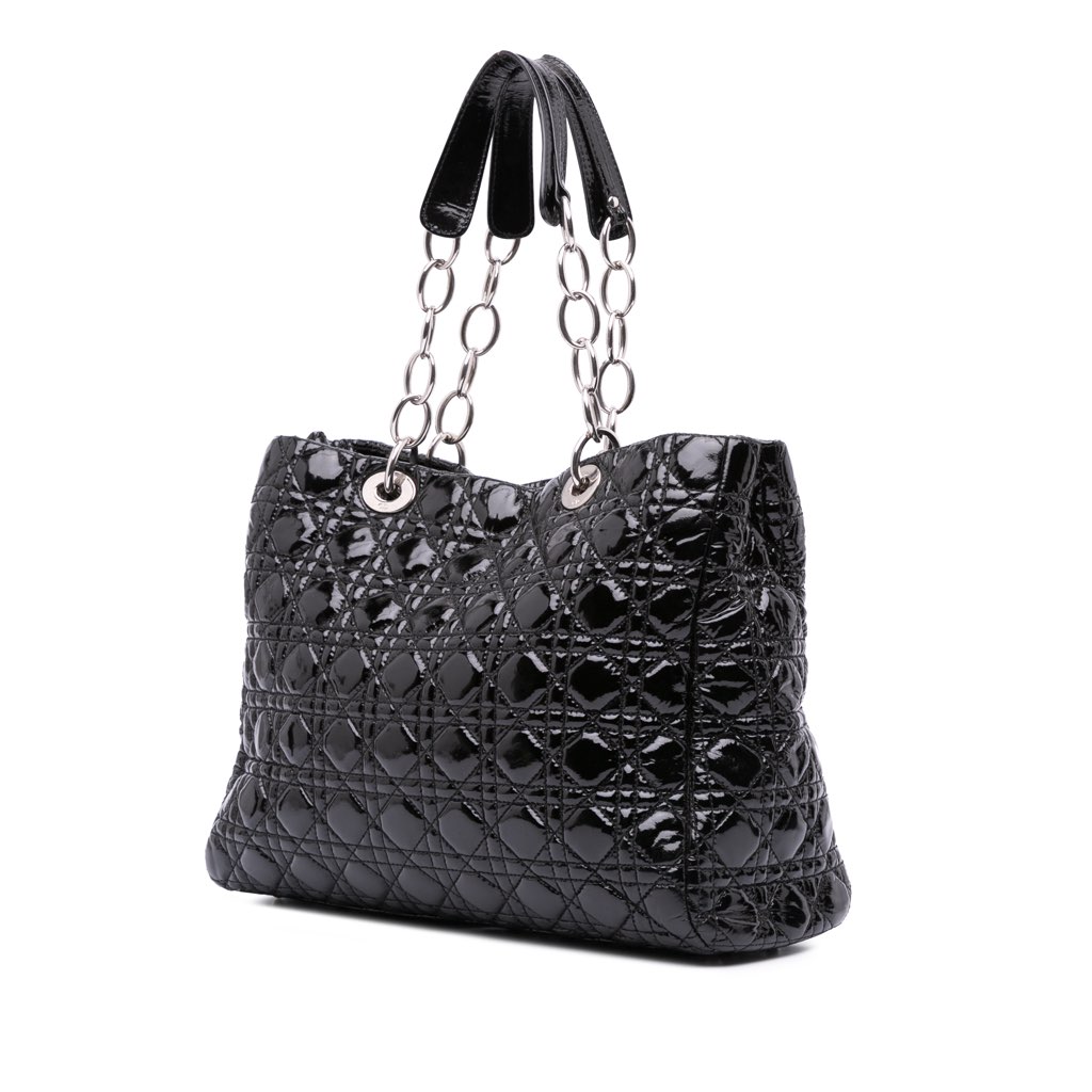 Dior Large Patent Cannage Lady Dior Soft Shopping Tote - 2