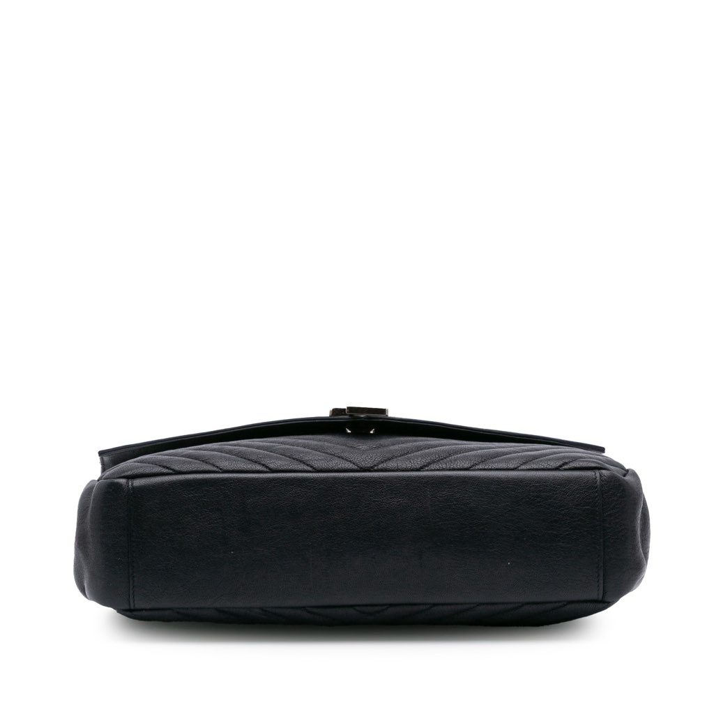 Saint Laurent Large Chevron Sheepskin Monogram College Satchel - 3