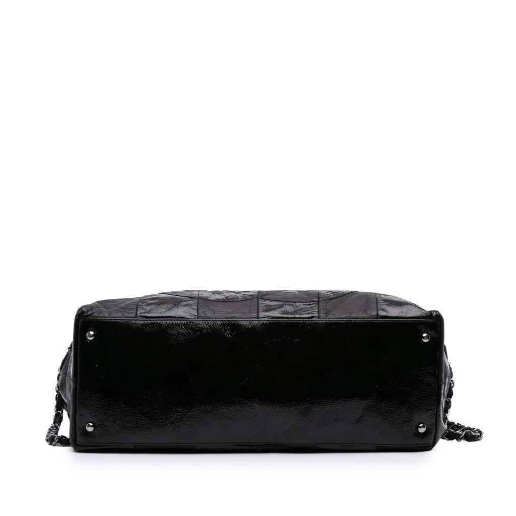 Chanel Lambskin and Patent Brooklyn Patchwork Hobo Bag Black Leather Good - Inside View