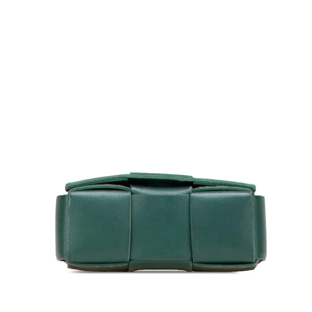 Bottega Veneta Candy Nappa Intrecciato Cassette Crossbody Green Leather Good - Inside View