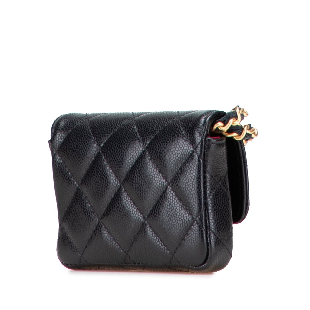Chanel Quilted Caviar Twist Your Buttons Flap Chain Belt Bag - Back view