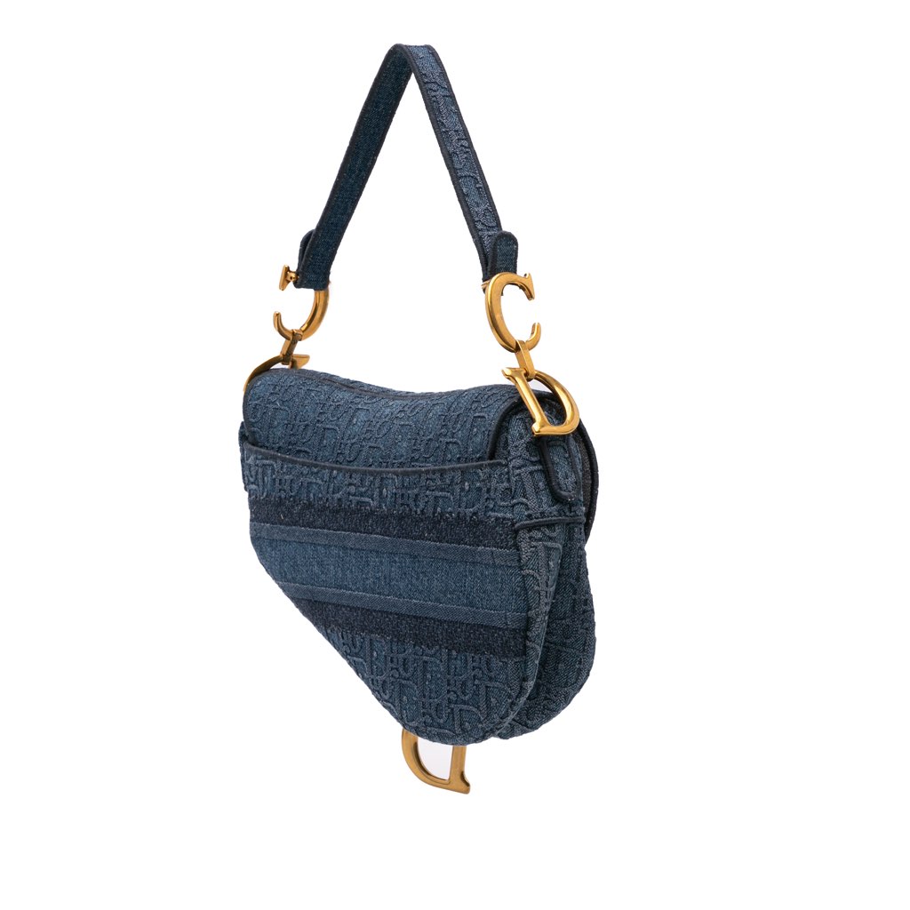 Dior Oblique Denim Embroidered Saddle Bag - 2