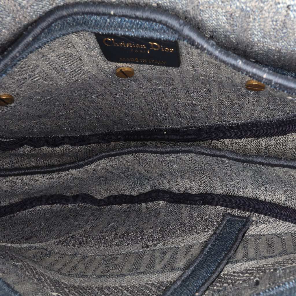 Dior Oblique Denim Embroidered Saddle Bag - 4