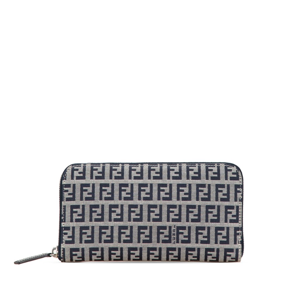Fendi Zucchino Canvas Zip Around Long Wallet