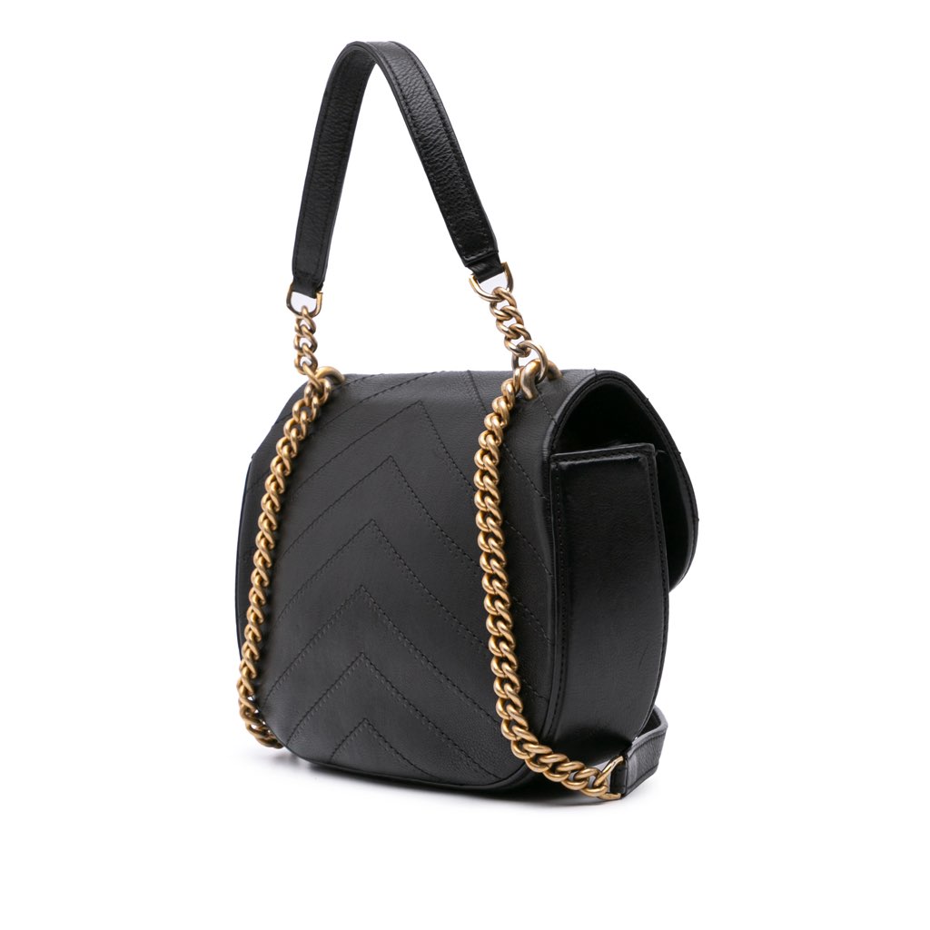 Chanel CC Chevron Lambskin Round Flap Satchel - 2