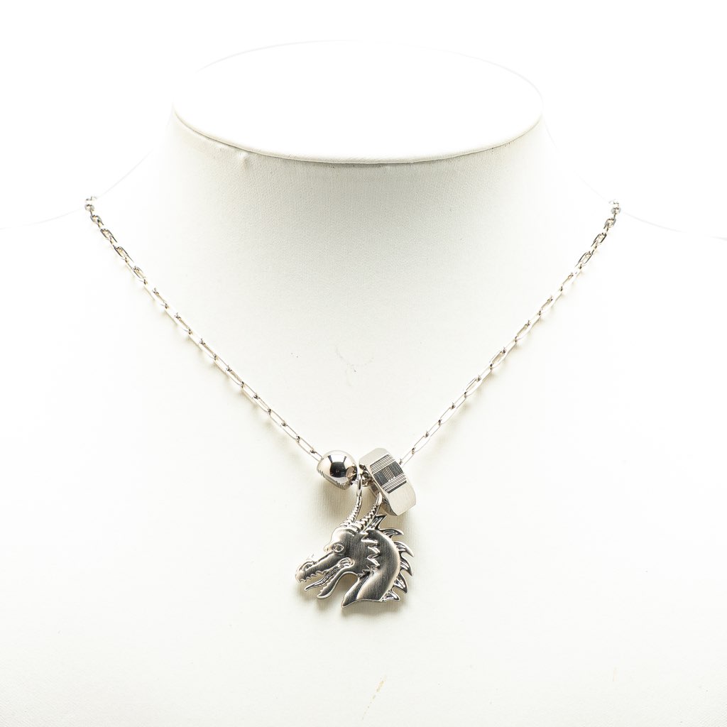 Hermès Palladium Plated Talismans Dragon H Pendant Necklace - 4