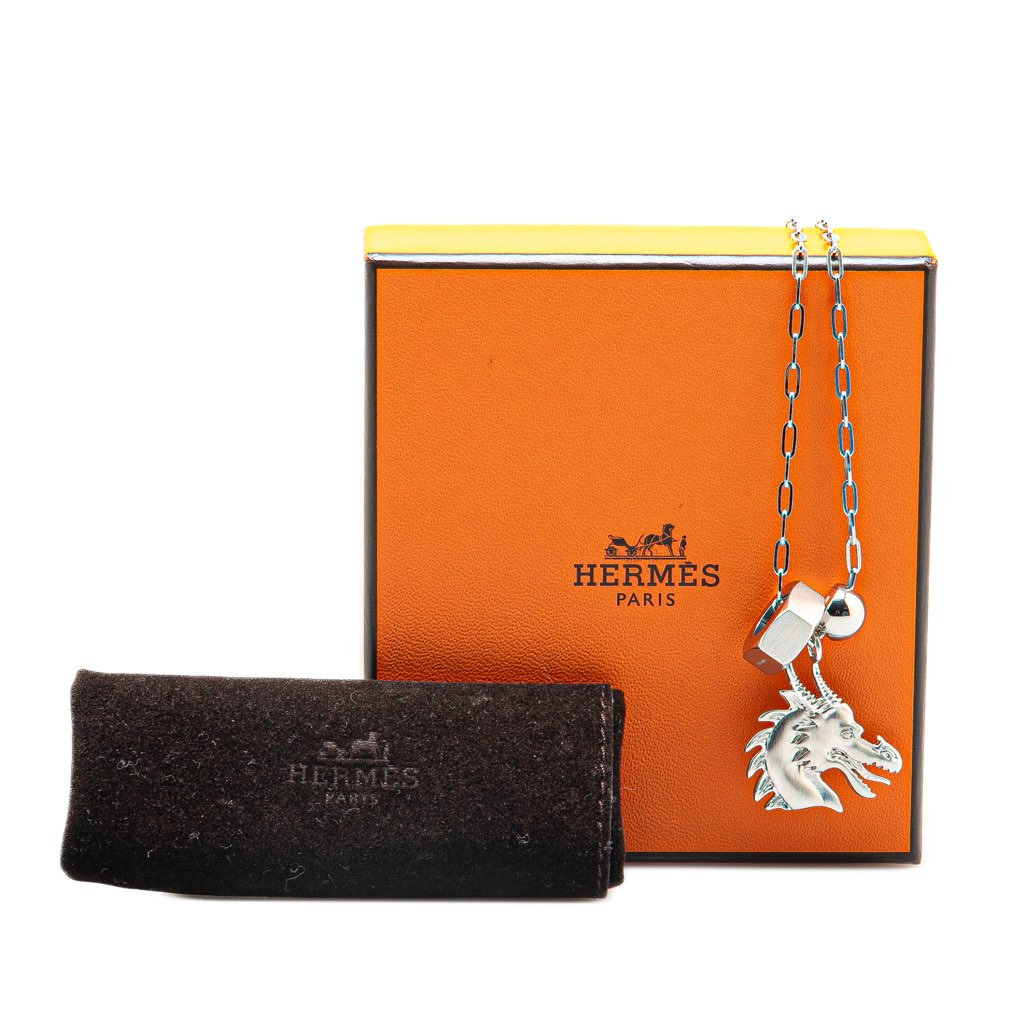 Hermès Palladium Plated Talismans Dragon H Pendant Necklace - 5