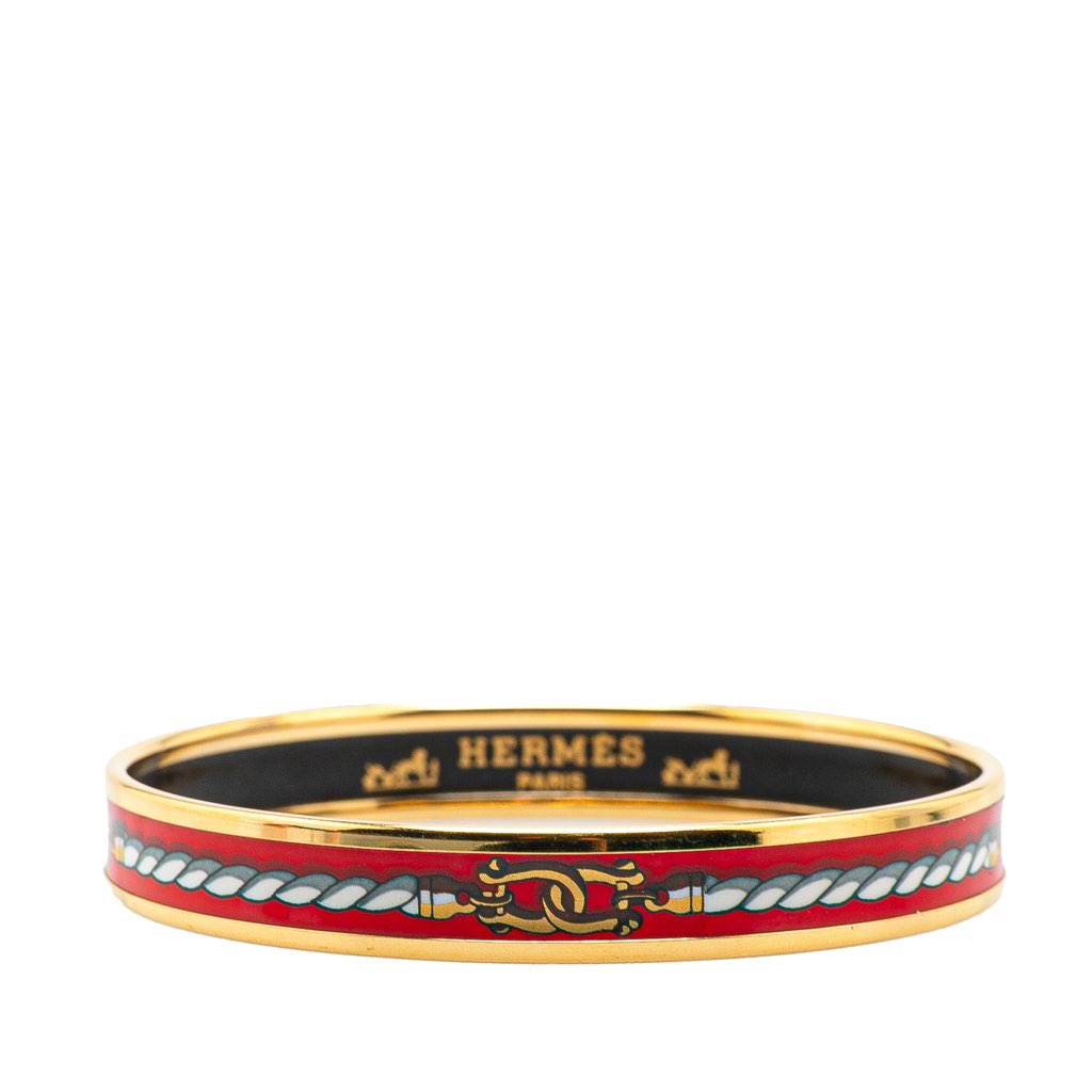 Hermès Narrow Cordages Enamel Bangle 70