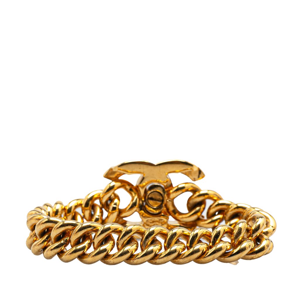 Chanel Gold Plated Interlocking CC Chain Bracelet - 3