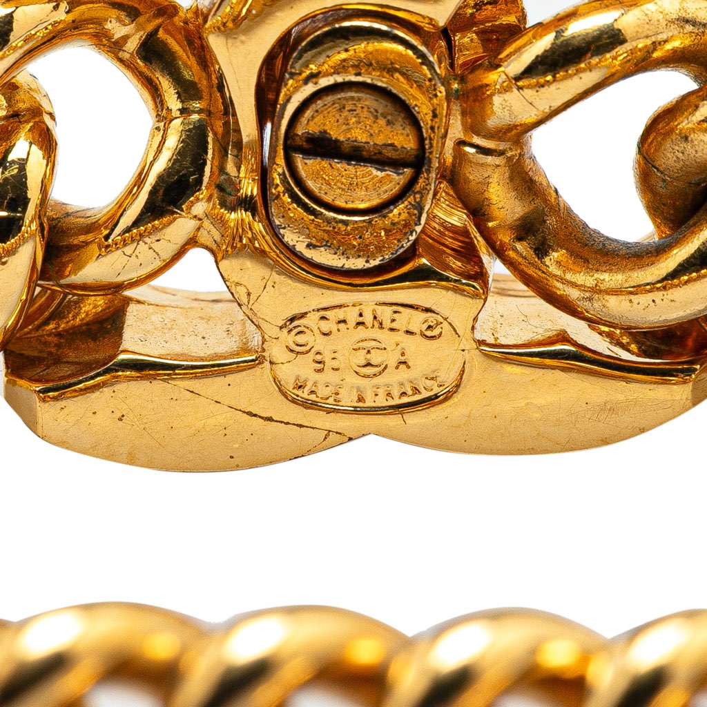 Chanel Gold Plated Interlocking CC Chain Bracelet - 4