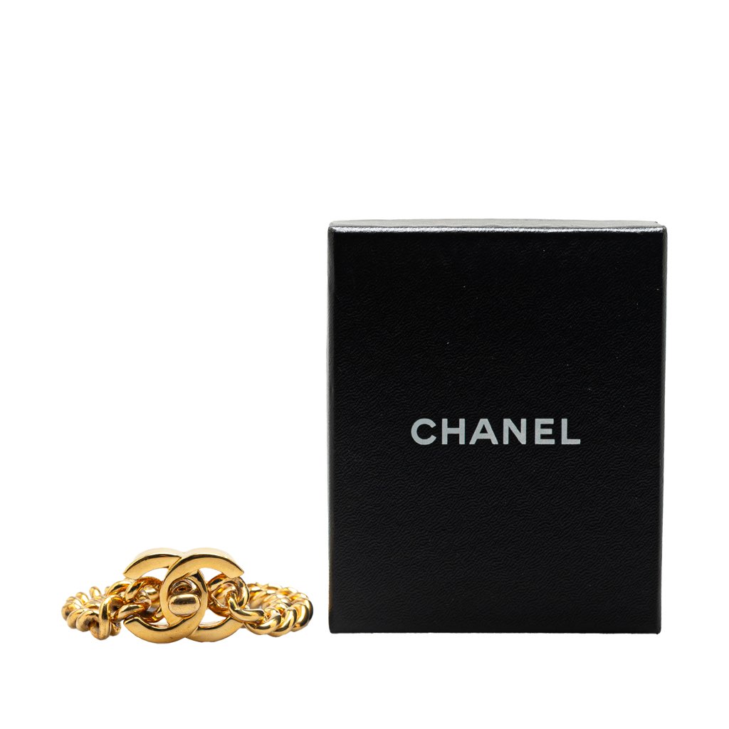 Chanel Gold Plated Interlocking CC Chain Bracelet - 5