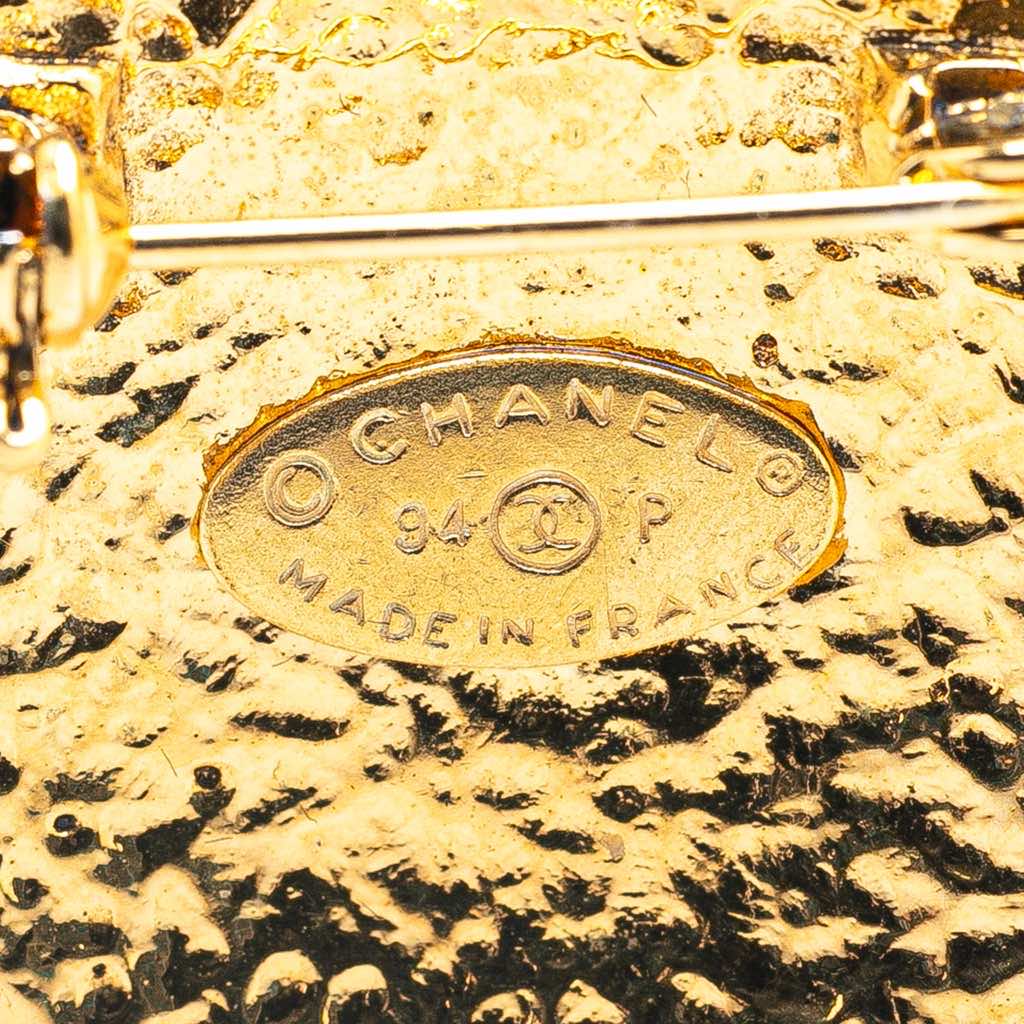 Chanel CC Gold Plated Oval Brooch - Image 6