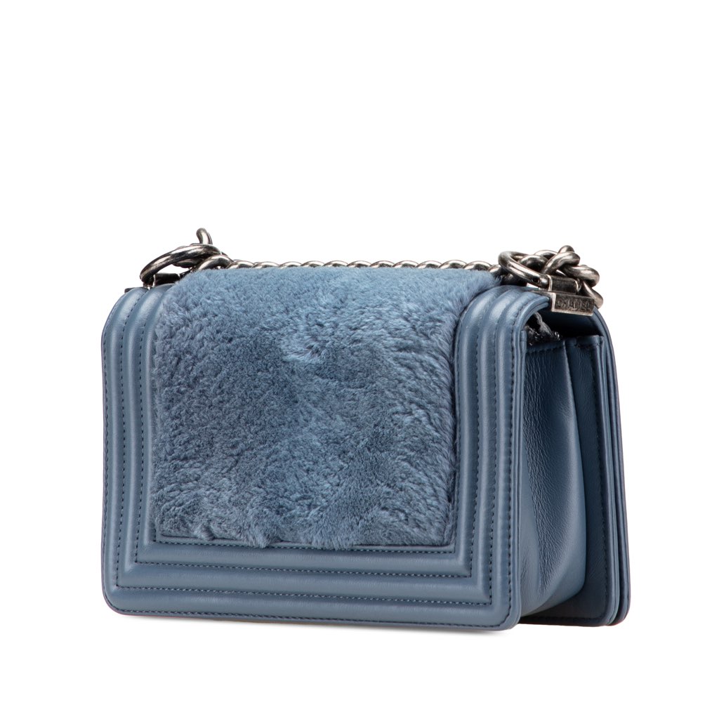 Chanel Small Leather and Fur Boy Flap - Back view