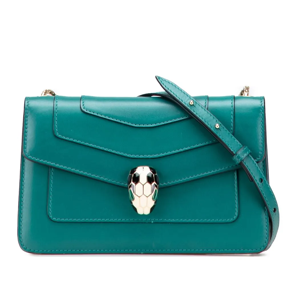 Bvlgari Leather Serpenti Forever Crossbody Green Leather Good - Front View