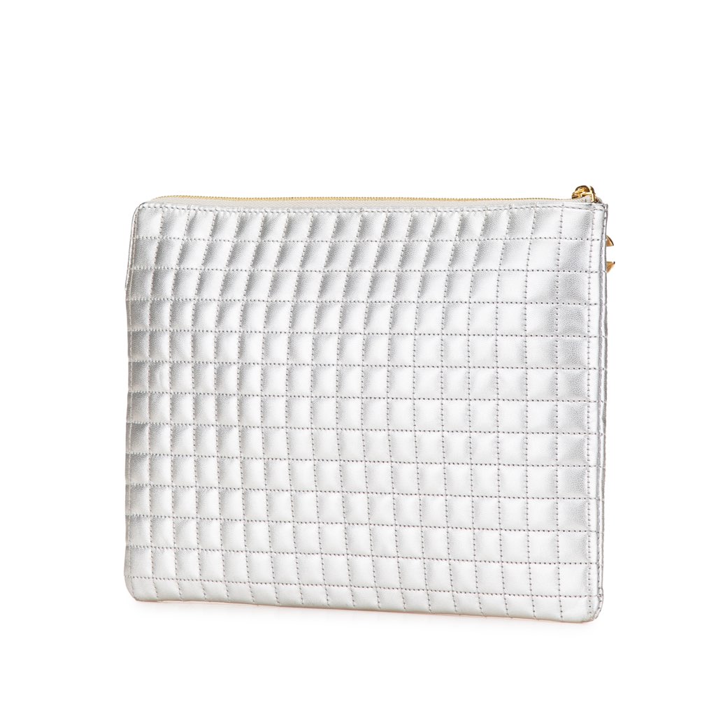 Celine Quilted Metallic Calfskin C Charm Pouch - Back view
