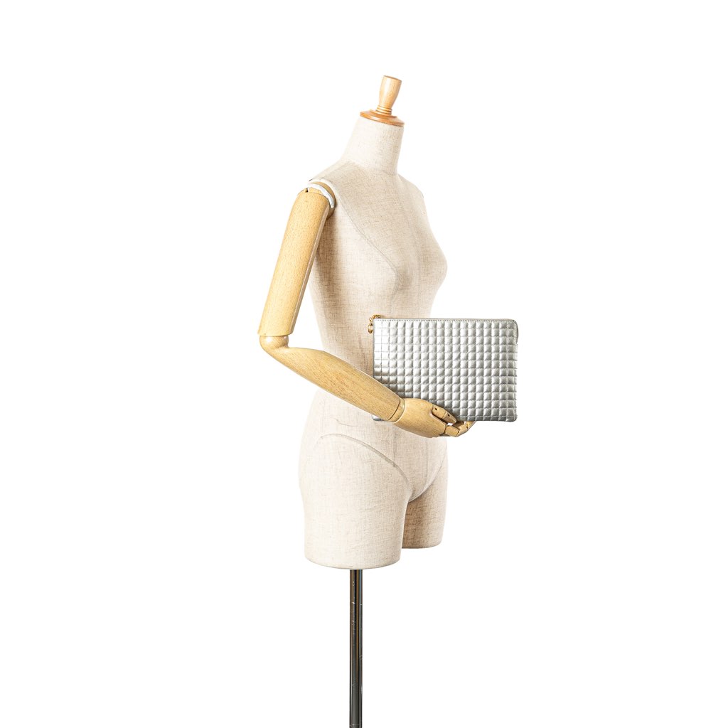 Celine Quilted Metallic Calfskin C Charm Pouch - Image 13