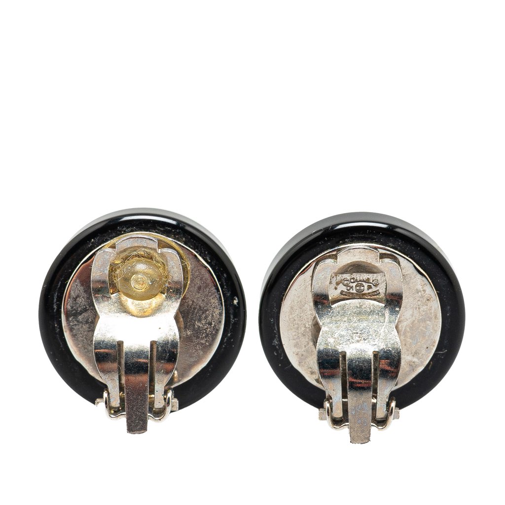Chanel Enamel CC Round Clip On Earrings - 2
