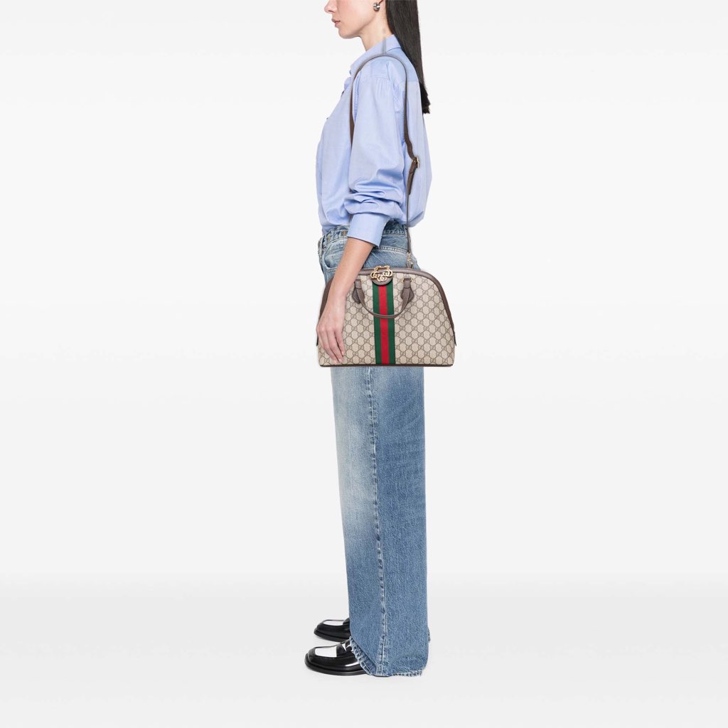 Gucci Medium GG Supreme Ophidia Web Satchel - Image 14