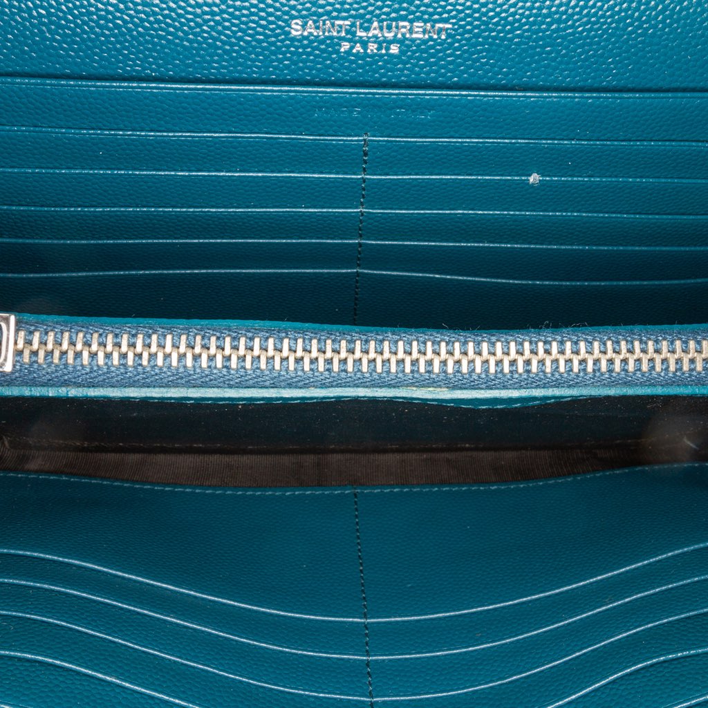 Saint Laurent Grain De Poudre Matelasse Chevron Monogram Chain Wallet - 4