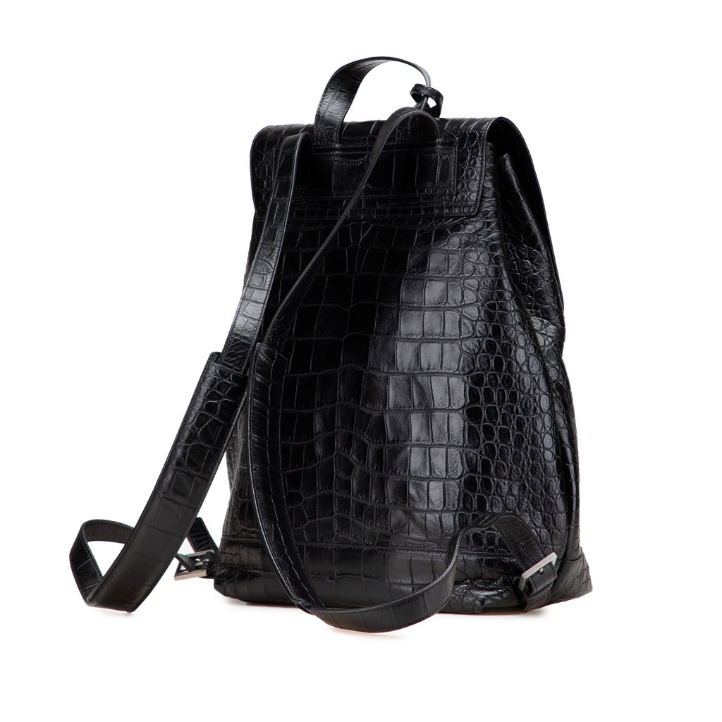Saint Laurent Croc Embossed Calfskin Sac De Jour Backpack - 2