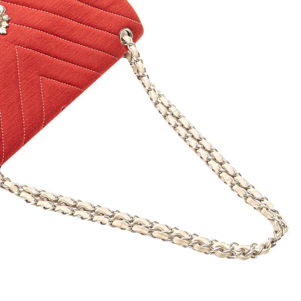 Chanel Jumbo Chevron Jersey Leo Lion Flap - Image 14