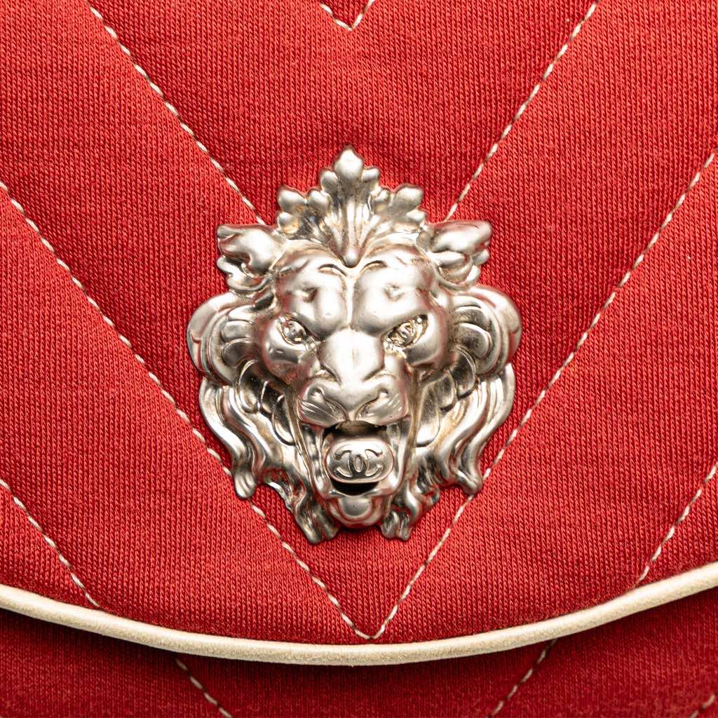 Chanel Jumbo Chevron Jersey Leo Lion Flap - Image 11