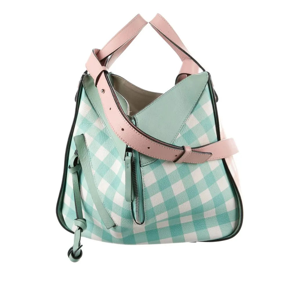 Loewe Small Hammock Gingham Pink Leather Good - Front View