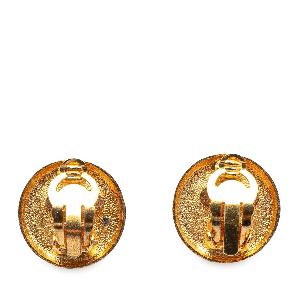 Chanel Gold Plated CC Clip on Earrings - 3