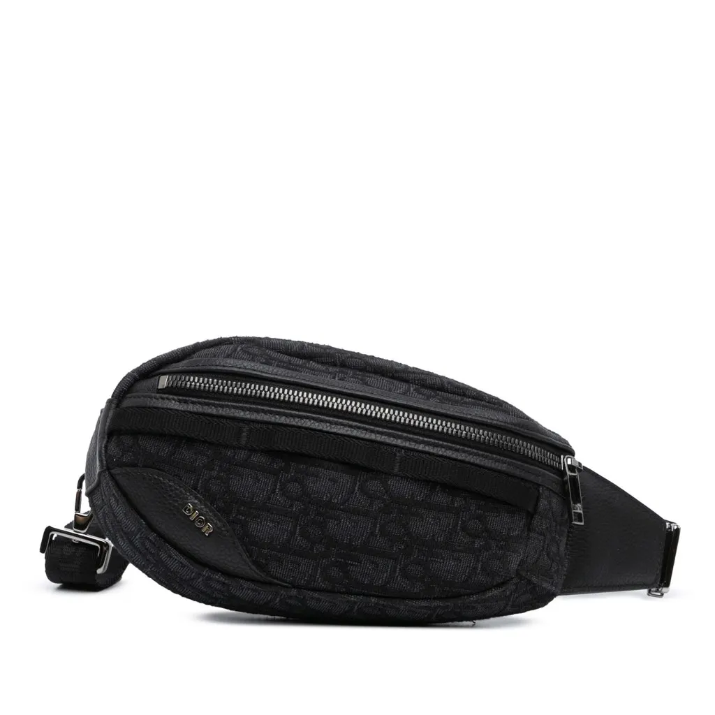 Dior Oblique Scarab Sling Black Canvas Good - Front View