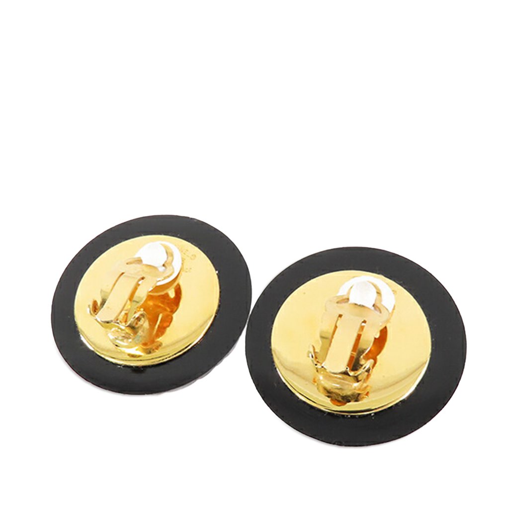 Chanel Resin Quilted CC Button Clip On Earrings - 2