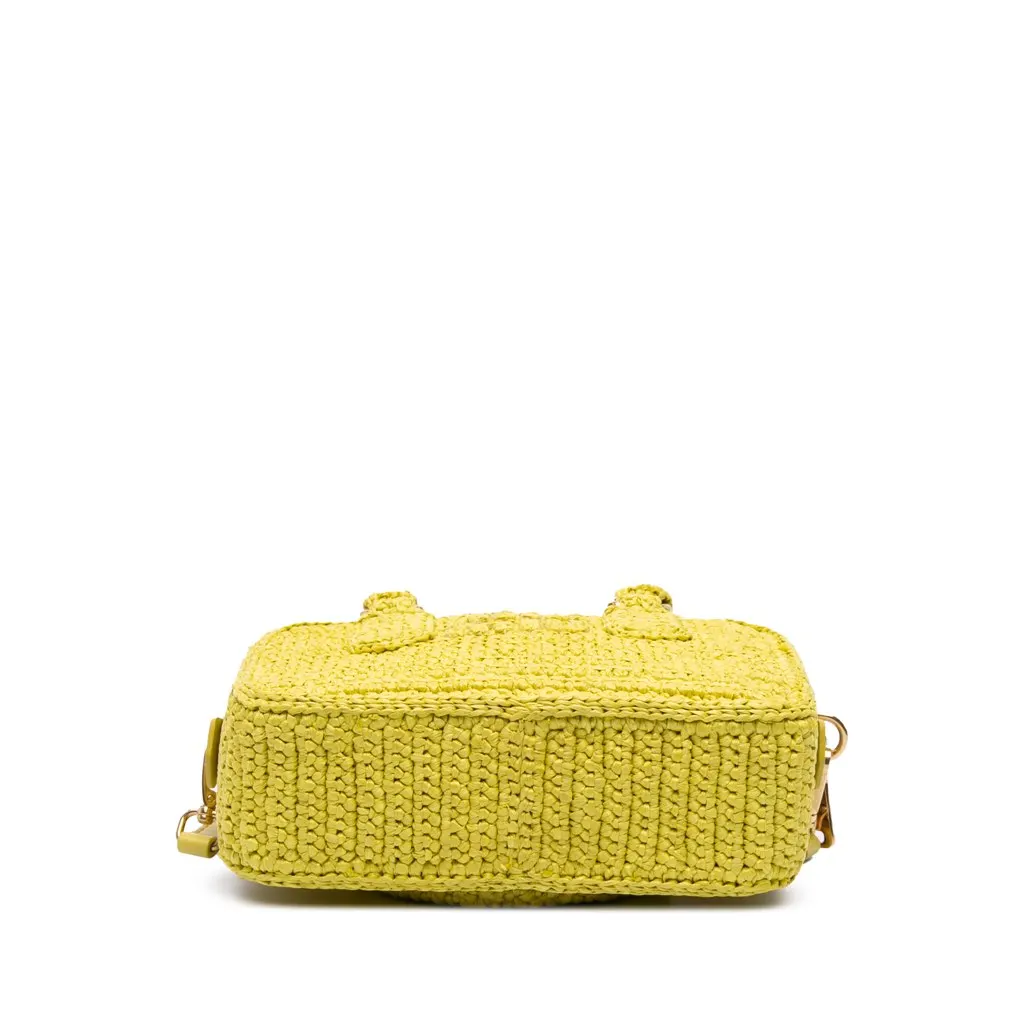 Miu Miu Raffia Crochet Arcadie Top Handle Bag Yellow Very good - Inside View