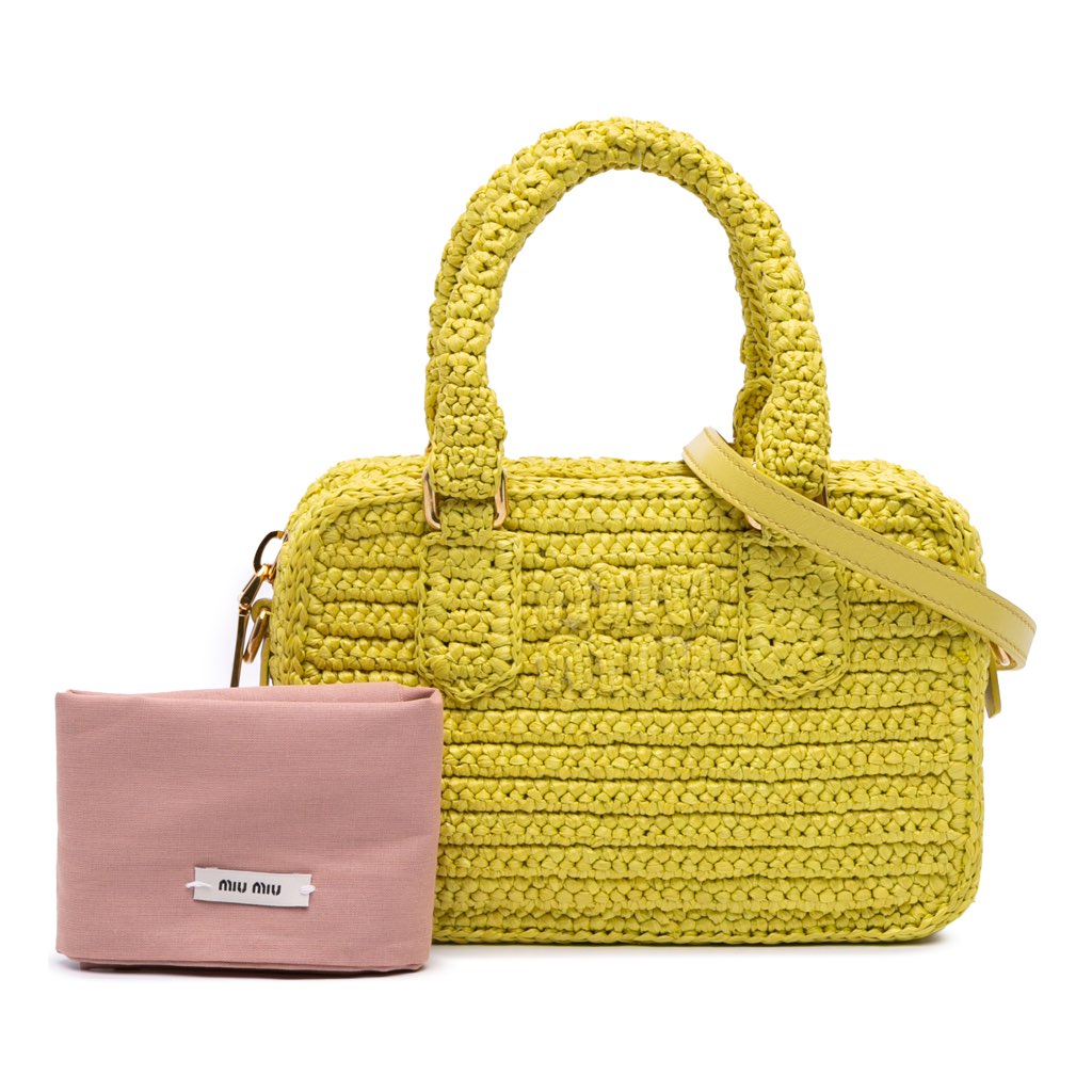 Miu Miu Raffia Crochet Arcadie Top Handle Bag - Detail 1