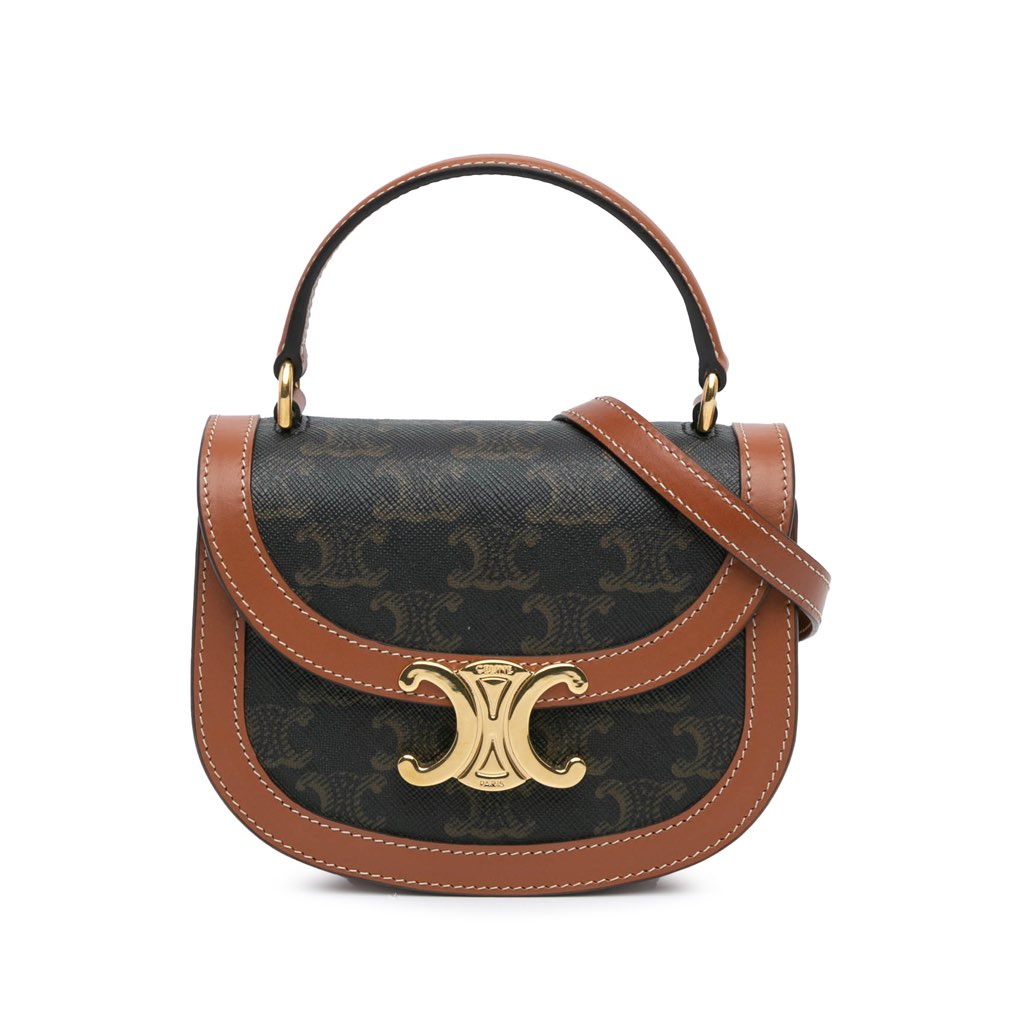 Celine Mini Triomphe Coated Canvas Besace Clea Satchel