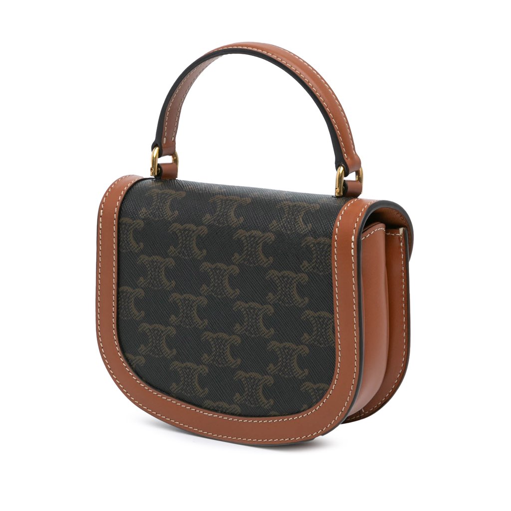 Celine Mini Triomphe Coated Canvas Besace Clea Satchel - Back view
