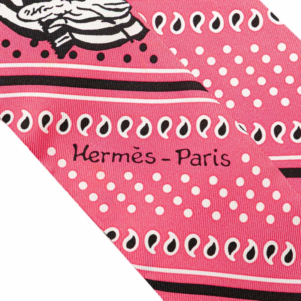 Hermès Les Zebres Silk Twilly Scarf - Back view