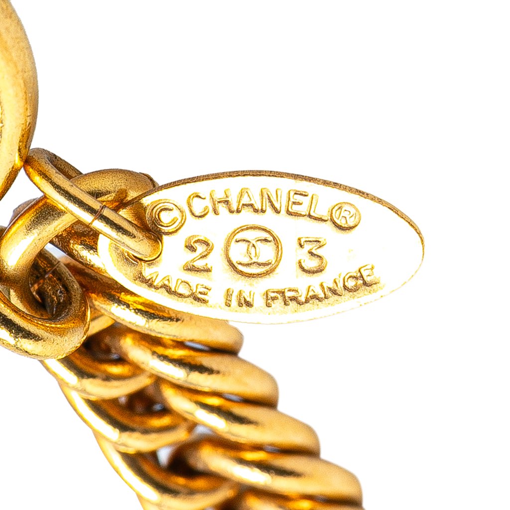Chanel Gold Plated CC Loupe Magnifying Glass Pendant Necklace - Back view