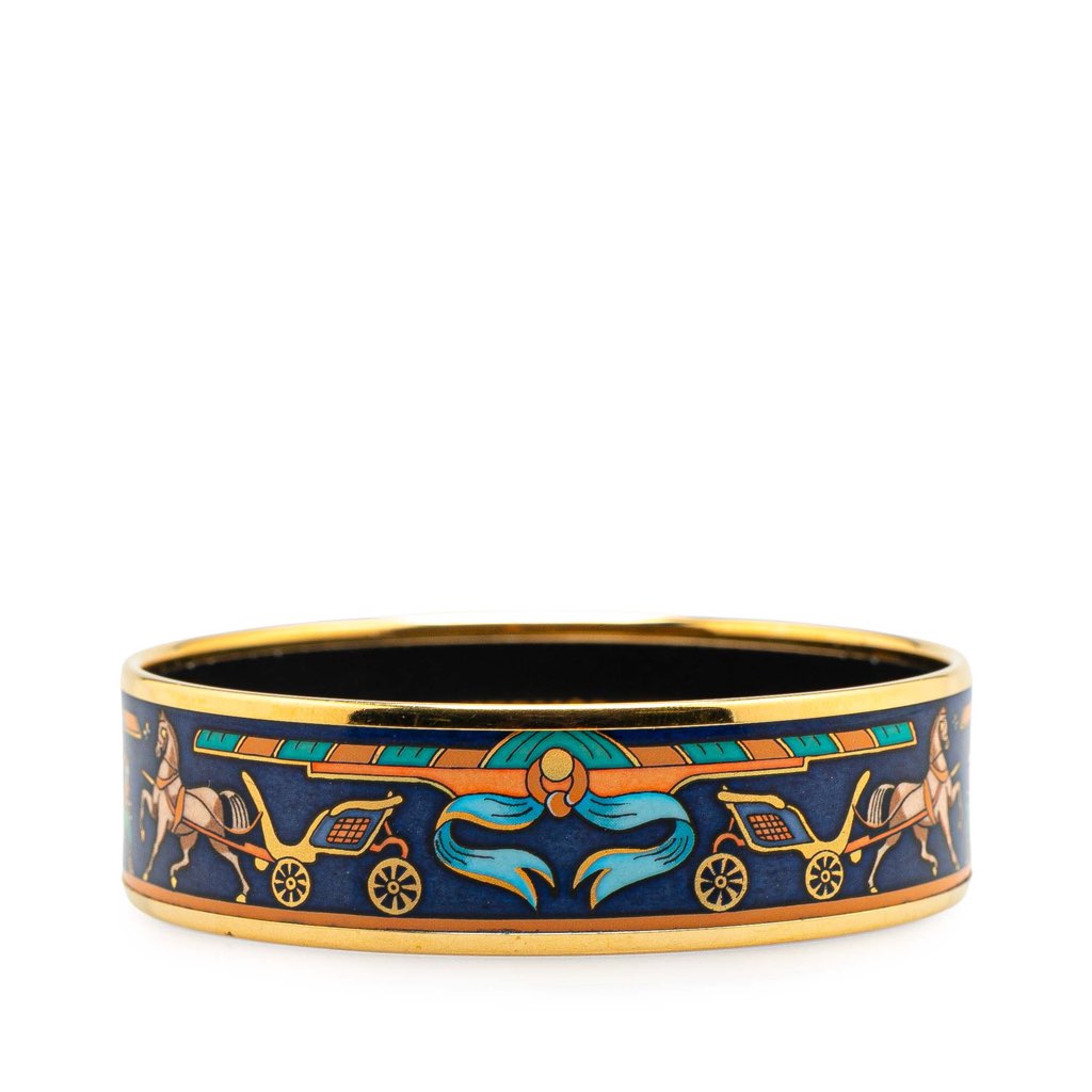 Hermès Wide Horse Carriage Enamel Bangle 62