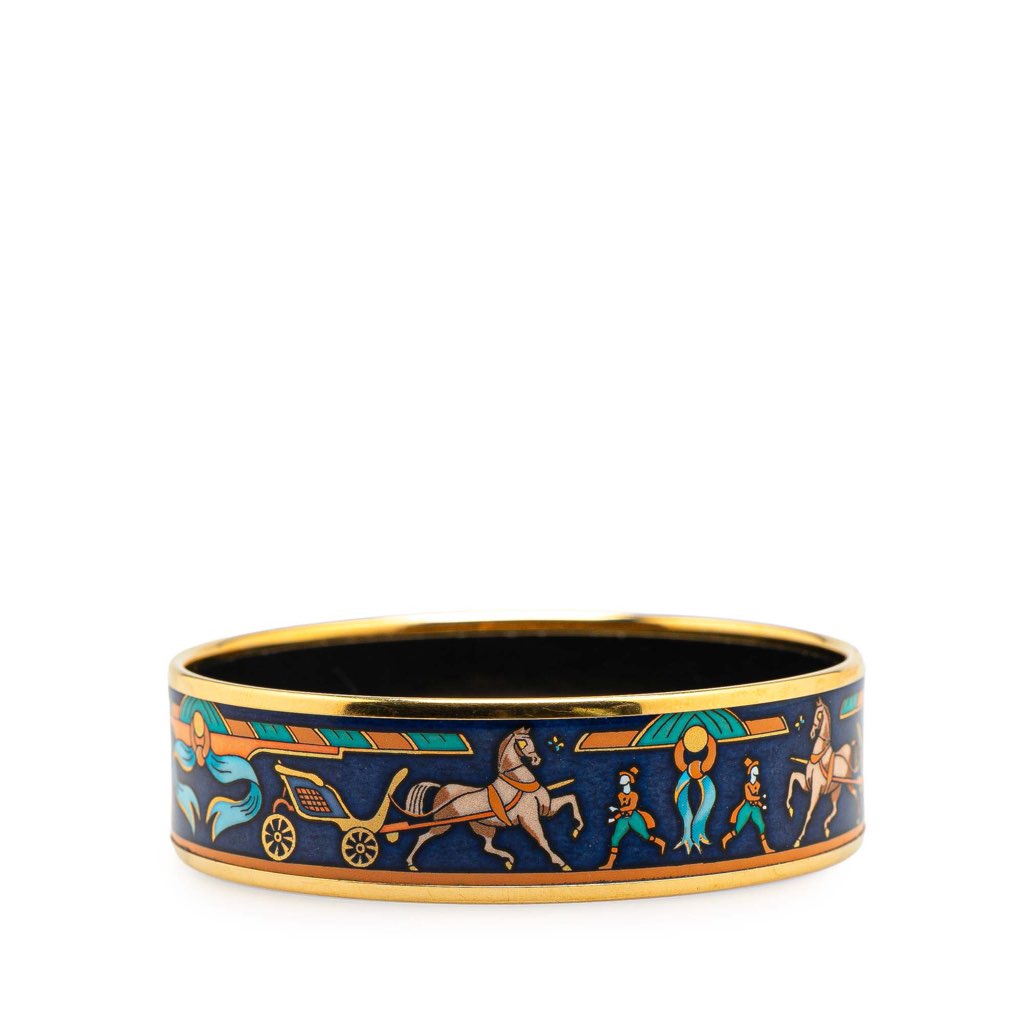 Hermès Wide Horse Carriage Enamel Bangle 62 - 2