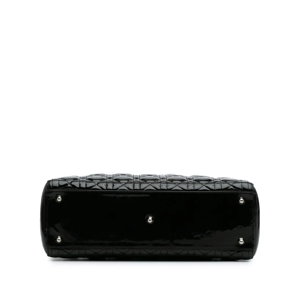 Dior Large Patent Cannage Lady Dior Black Leather Fair - Inside View