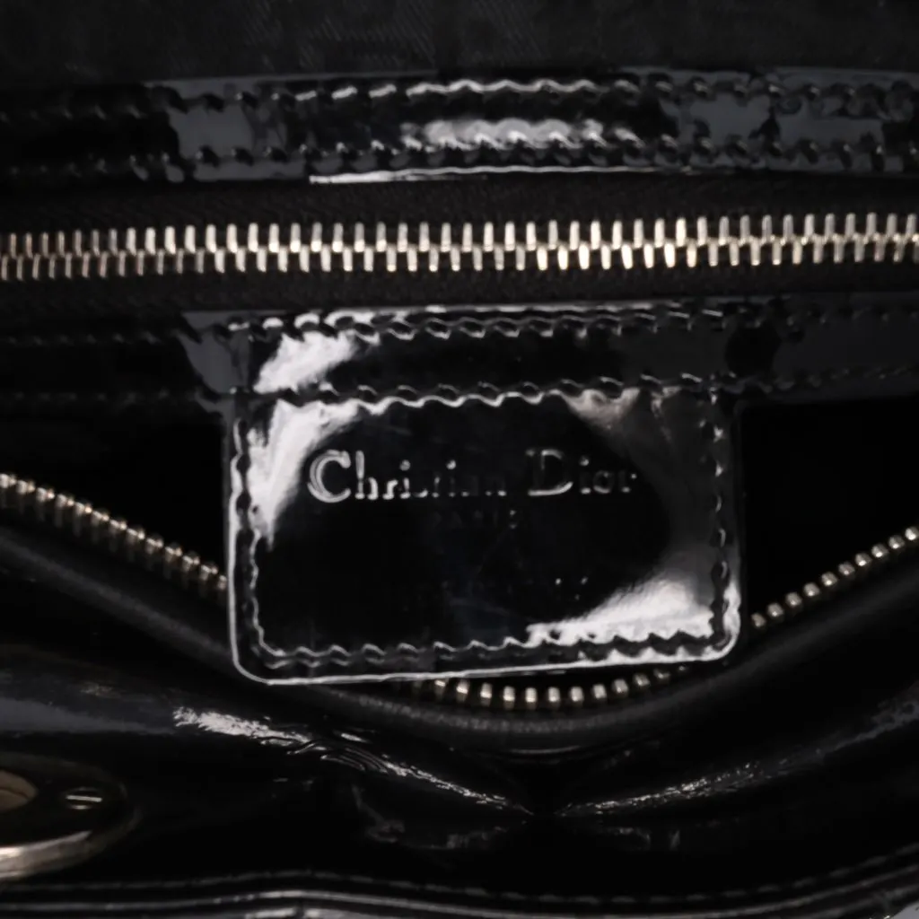 Dior Large Patent Cannage Lady Dior Black Leather Fair - Box View