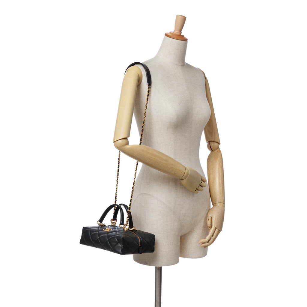 Chanel Métiers d'Art CC Quilted Lambskin Box Top Handle Satchel - Image 12