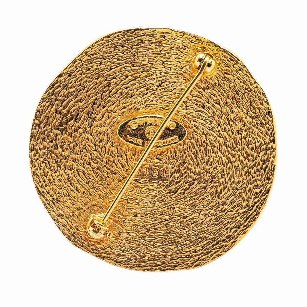 Chanel Gold Plated 31 Rue Cambon Round Brooch - Back view