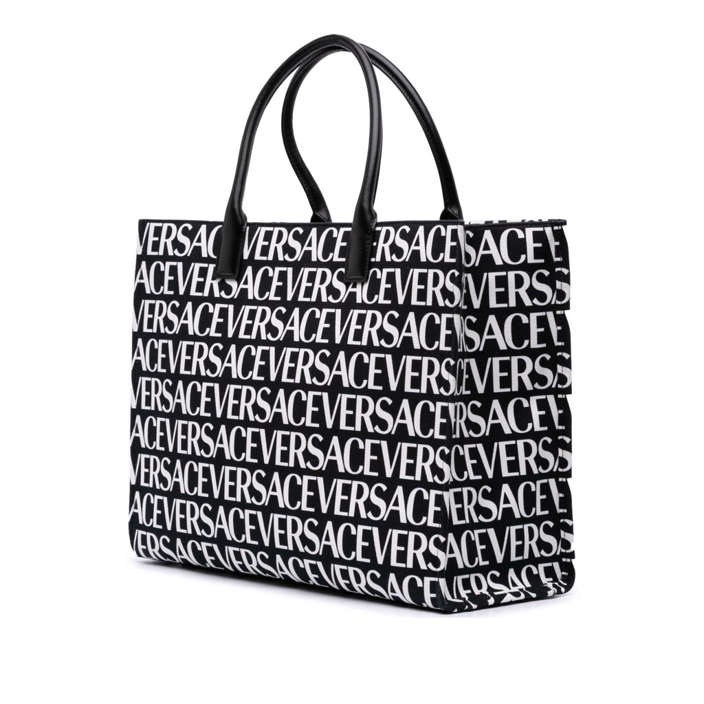 Versace Canvas Logo Print Tote - Back view
