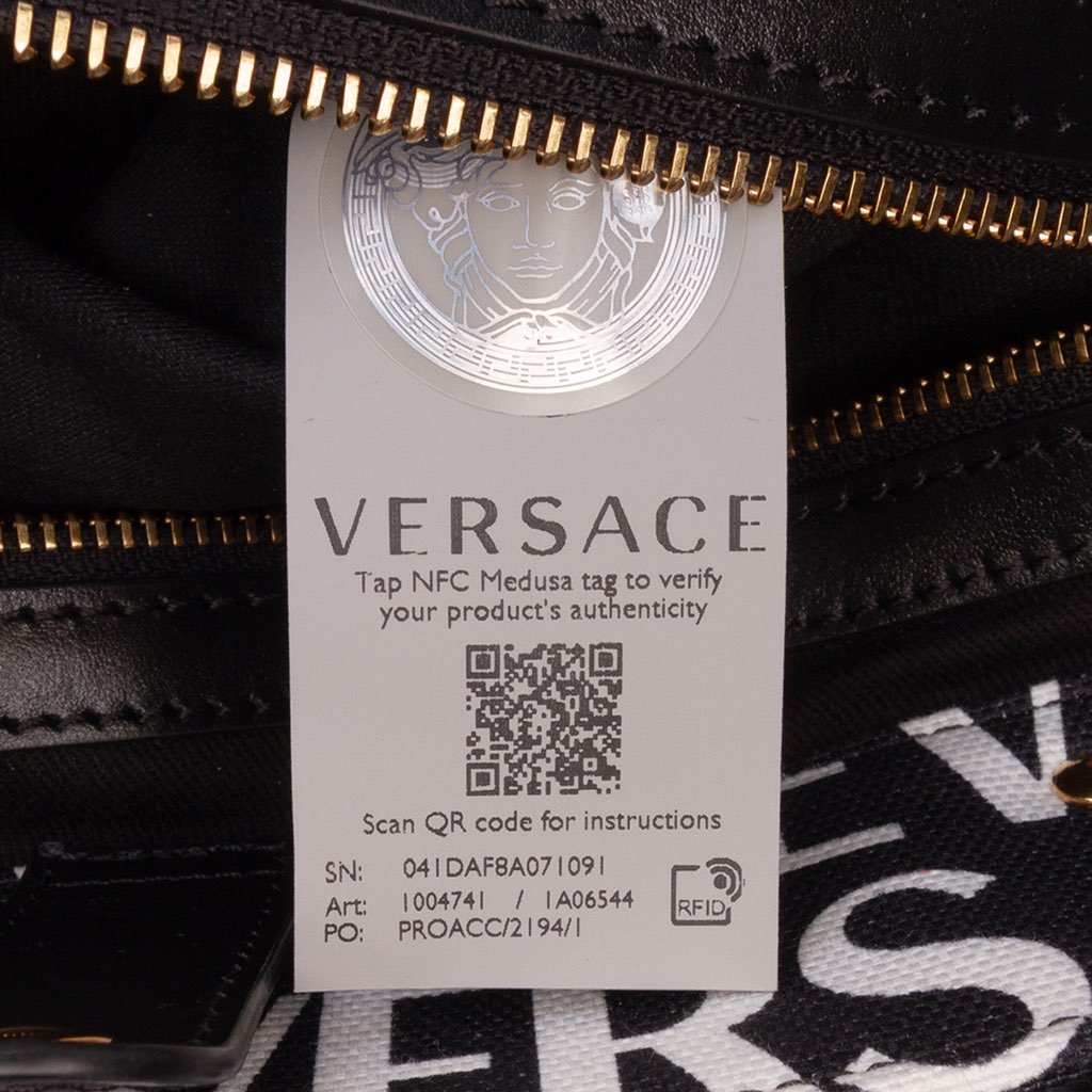 Versace Canvas Logo Print Tote - Side view