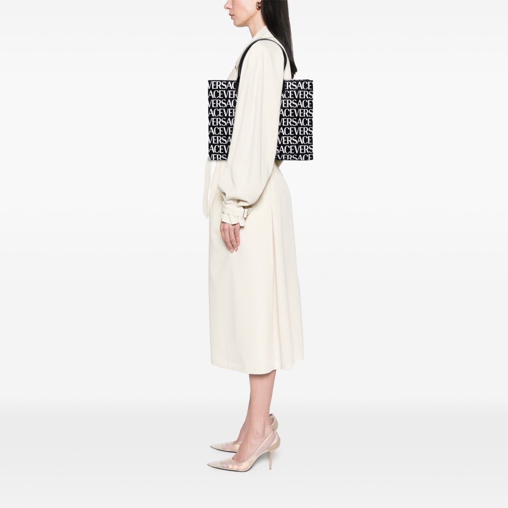 Versace Canvas Logo Print Tote - Image 10