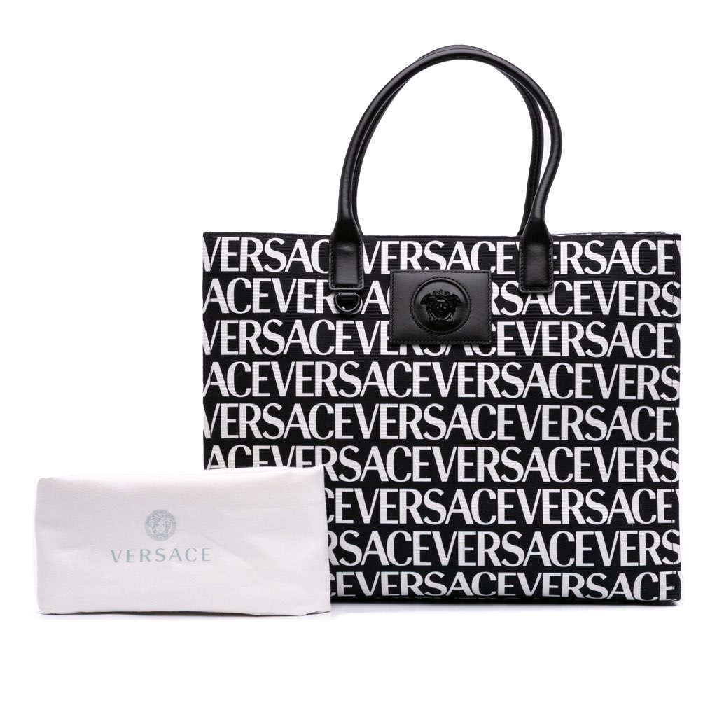 Versace Canvas Logo Print Tote - Image 11